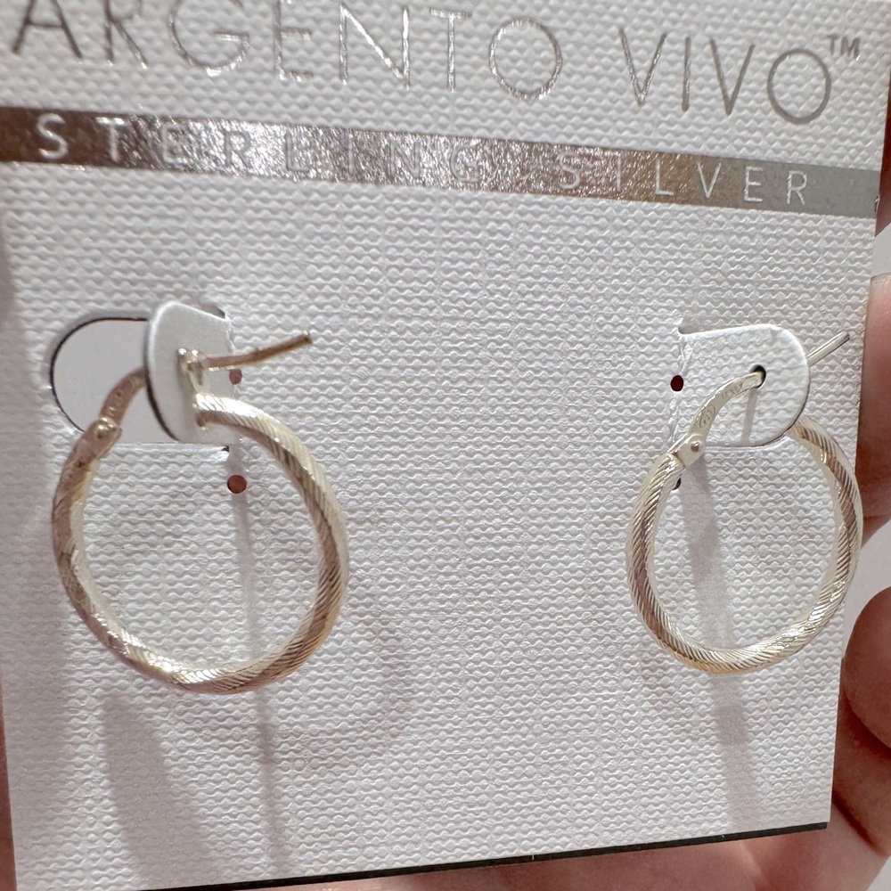 NWT Argento Vivo Sterling Silver Hoop Earrings - Picture 3 of 7